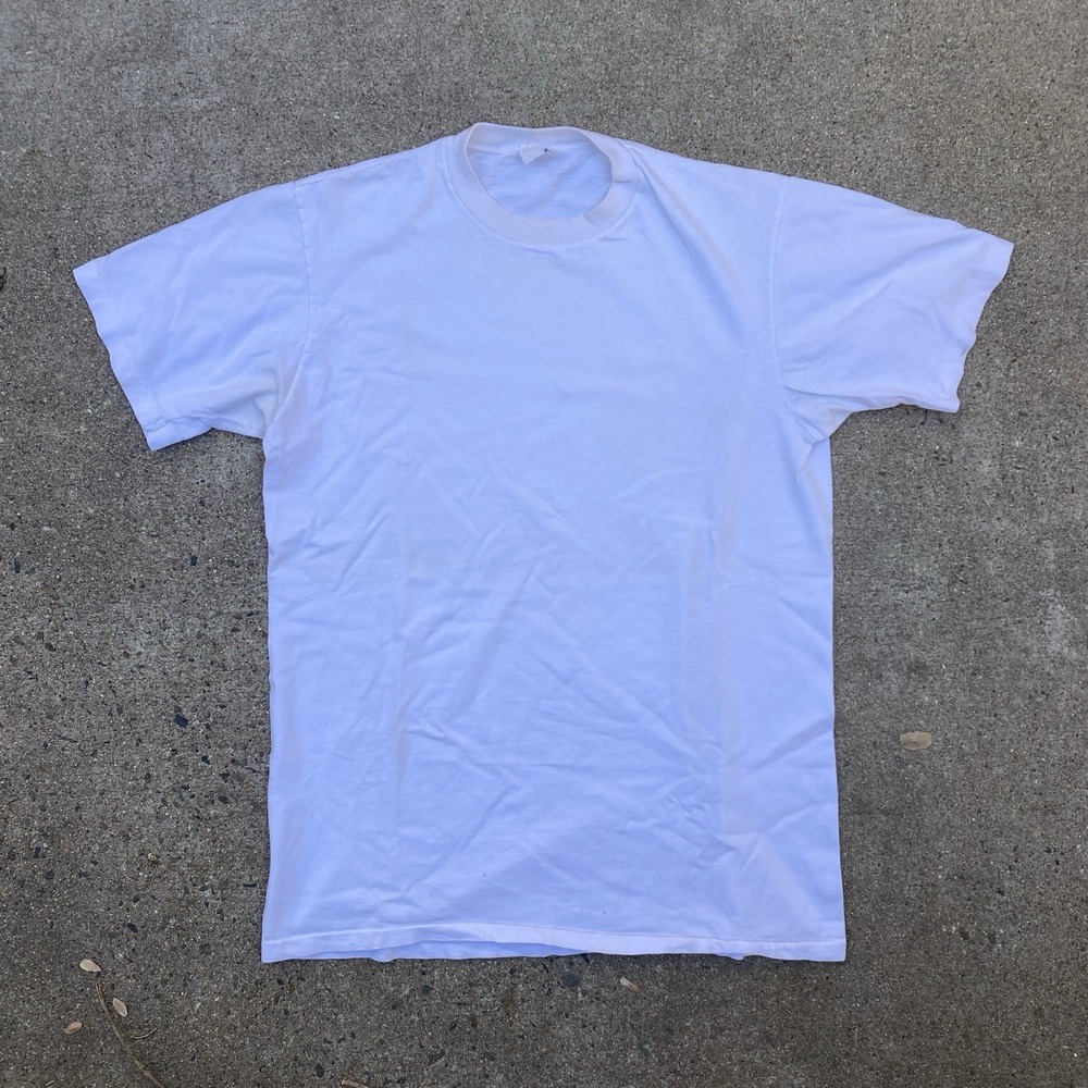 Vintage 70s JCPenney White Single Stitch Tee shirt XL Cotton Blank USA